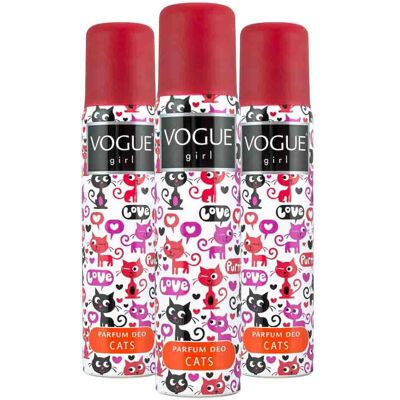 3x Vogue Girl Parfum Deodorant Cats 100 ml 3x Vogue Girl Parfum Deodorant Cats 100 ml