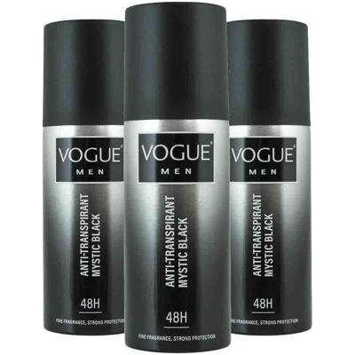 3x Vogue Men Anti-Transpirant Mystic Black 150 ml 3x Vogue Men Anti-Transpirant Mystic Black 150 ml
