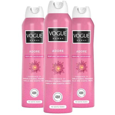 3x Vogue Women Parfum Deodorant Adore 150 ml 3x Vogue Women Parfum Deodorant Adore 150 ml