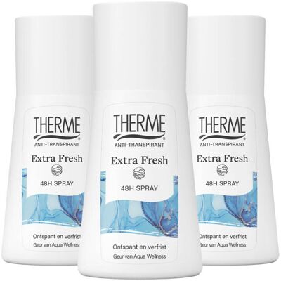 3x Therme Anti-Transpirant Extra Fresh 48H Spray 75 ml 3x Therme Anti-Transpirant Extra Fresh 48H Spray 75 ml