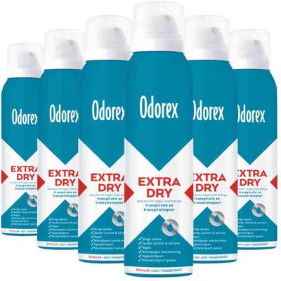 6x Odorex Extra Dry Antitranspirant Spray Regular 150 ml 6x Odorex Extra Dry Antitranspirant Spray Regular 150 ml