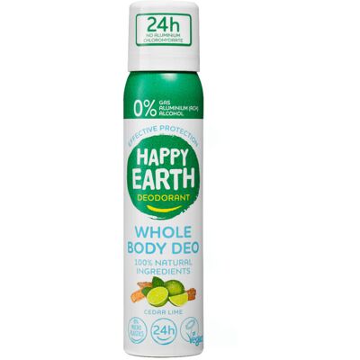 1+1 gratis: Happy Earth 100% Natuurlijke Body Deo Spray Cedar Lime 100 ml 1+1 gratis: Happy Earth 100% Natuurlijke Body Deo Spray Cedar Lime 100 ml