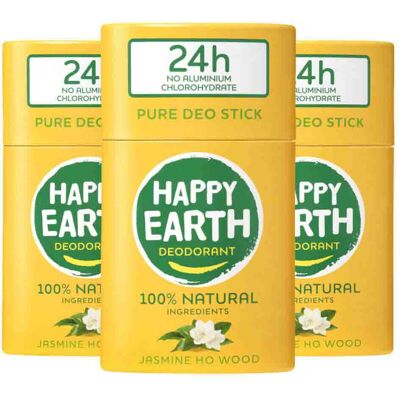 3x Happy Earth 100% Natuurlijke Deodorant Stick Jasmine Ho Wood 40 gr 3x Happy Earth 100% Natuurlijke Deodorant Stick Jasmine Ho Wood 40 gr