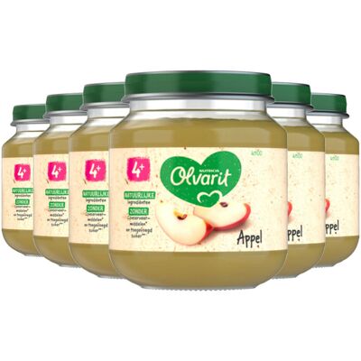 6x Olvarit 1e Fruithapje 4m Appel 125 gr 6x Olvarit 1e Fruithapje 4m Appel 125 gr