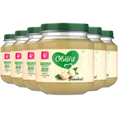 6x Olvarit 1e Groentehapje 4m Bloemkool 125 gr 6x Olvarit 1e Groentehapje 4m Bloemkool 125 gr