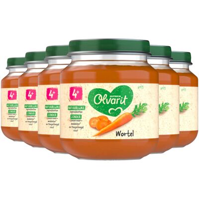 6x Olvarit 1e Groentehapje 4m Wortel 125 gr 6x Olvarit 1e Groentehapje 4m Wortel 125 gr