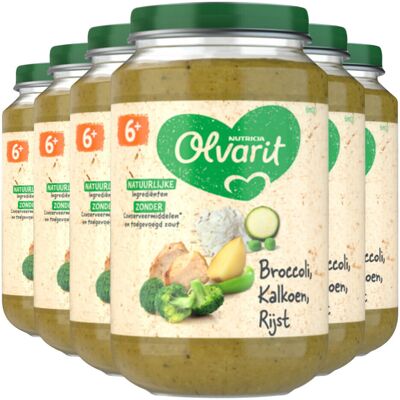 6x Olvarit Maaltijd 6m Broccoli Kalkoen Rijst 200 gr 6x Olvarit Maaltijd 6m Broccoli Kalkoen Rijst 200 gr