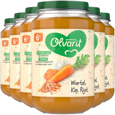 6x Olvarit Maaltijd 6m Wortel Kip Rijst 200 gr 6x Olvarit Maaltijd 6m Wortel Kip Rijst 200 gr