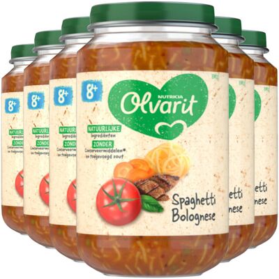 6x Olvarit Maaltijd 8m Spaghetti Bolognese 200 gr 6x Olvarit Maaltijd 8m Spaghetti Bolognese 200 gr