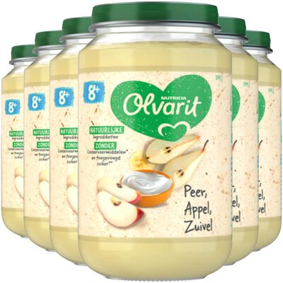 6x Olvarit Fruithapje 8m Peer Appel Yoghurt 200 gr 6x Olvarit Fruithapje 8m Peer Appel Yoghurt 200 gr