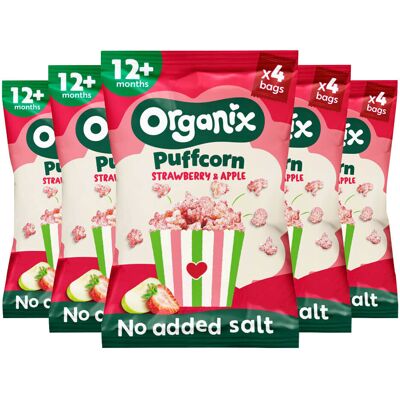 5x Organix Puffcorn Aardbei & Appel BIO 4x10 gr 5x Organix Puffcorn Aardbei & Appel BIO 4x10 gr