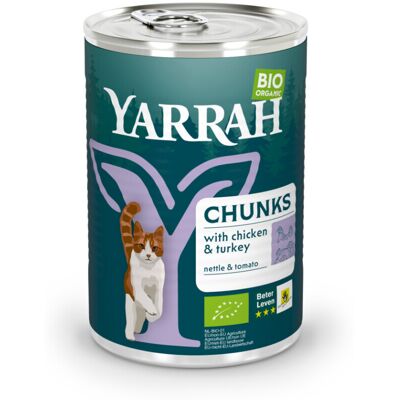 12x Yarrah Bio Kattenvoer Chunks Kip & Kalkoen 405 gr 12x Yarrah Bio Kattenvoer Chunks Kip & Kalkoen 405 gr