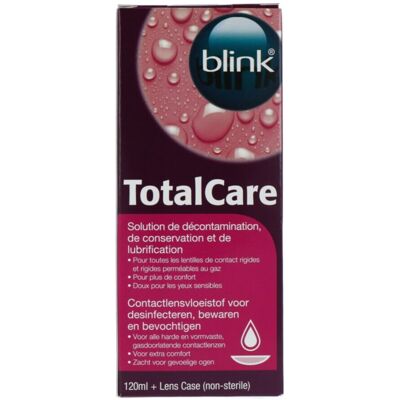 Solution Blink TotalCare AMO pour lentilles - Désinfecte, Entretiens, 120ml Solution Blink TotalCare AMO pour lentilles - Désinfecte, Entretiens, 120ml