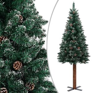 vidaXL Sapin de Noël mince bois véritable et neige blanche Vert 210cm