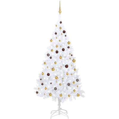 vidaXL - Sapin de Noël pré-éclairé 240 cm - Blanc - Tree vidaXL - Sapin de Noël pré-éclairé 240 cm - Blanc - Tree