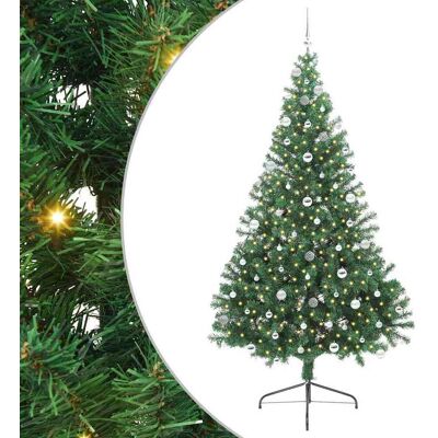 vidaXL Sapin de Noël artificiel pré-éclairé Vert 240 cm PVC vidaXL Sapin de Noël artificiel pré-éclairé Vert 240 cm PVC