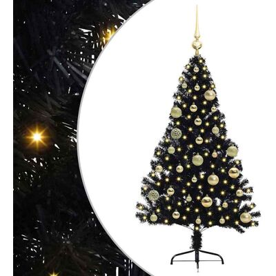 vidaXL Sapin de Noël artificiel pré-éclairé Noir 120 cm PVC vidaXL Sapin de Noël artificiel pré-éclairé Noir 120 cm PVC