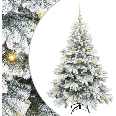 vidaXL Sapin de Noël artificiel avec 150 LED Blanc 150 cm PE et PVC vidaXL Sapin de Noël artificiel avec 150 LED Blanc 150 cm PE et PVC