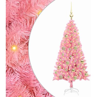vidaXL Sapin de Noël avec éclairage LED Rose 120 cm PVC et Acier vidaXL Sapin de Noël avec éclairage LED Rose 120 cm PVC et Acier
