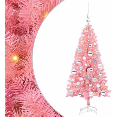 vidaXL Sapin de Noël avec éclairage LED Rose 120 cm PVC et Acier vidaXL Sapin de Noël avec éclairage LED Rose 120 cm PVC et Acier