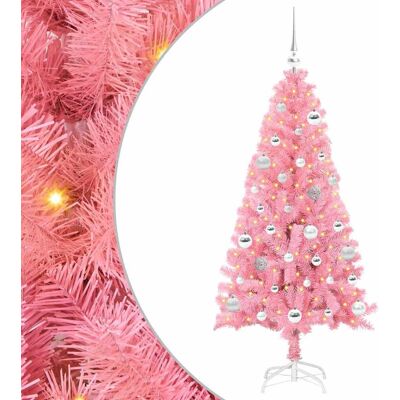 vidaXL Sapin de Noël avec éclairage LED Rose 150 cm PVC et Acier vidaXL Sapin de Noël avec éclairage LED Rose 150 cm PVC et Acier