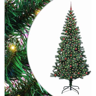 vidaXL Sapin de Noël artificiel pré-éclairé Vert 240 cm PVC et métal vidaXL Sapin de Noël artificiel pré-éclairé Vert 240 cm PVC et métal
