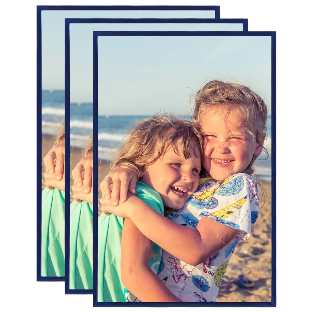 vidaXL Collage de cadres photo 3 pcs au mur table Bleu 21x29,7 cm MDF