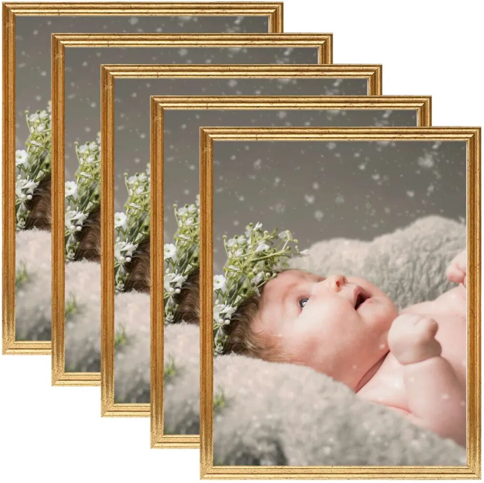 vidaXL Collage de cadres photo 5 pcs de mur table Doré 70x90 cm MDF