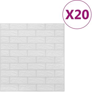 vidaXL Papier peint 3D autoadhésif Briques 20 pcs Blanc