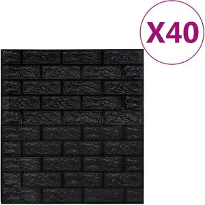 vidaXL Papier peint 3D autoadhésif Briques 40 pcs Noir