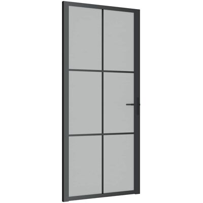 vidaXL Porte Intérieure - 93x201,5cm - Noire et Transparente - Moderne vidaXL Porte Intérieure - 93x201,5cm - Noire et Transparente - Moderne