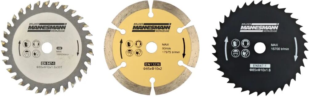 Brüder Mannesmann Ensemble de lames de scie pour scie circulaire 3 pcs