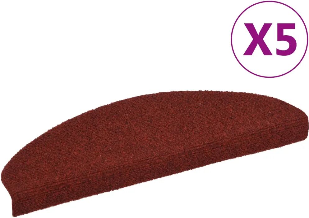 vidaXL Tapis autoadhésifs de marches 5 pcs Rouge 65x21x4 cm Aiguilleté