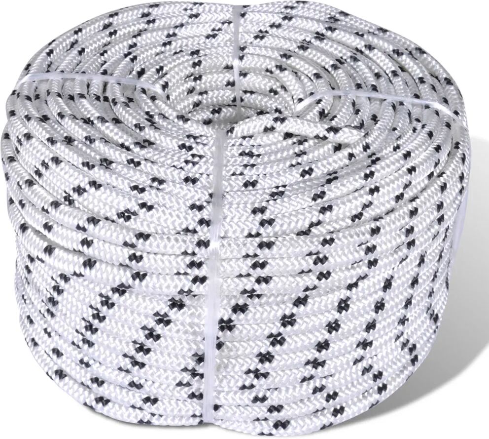 vidaXL Corde de bateau tressée Polyester 10 mm 250 m Blanc