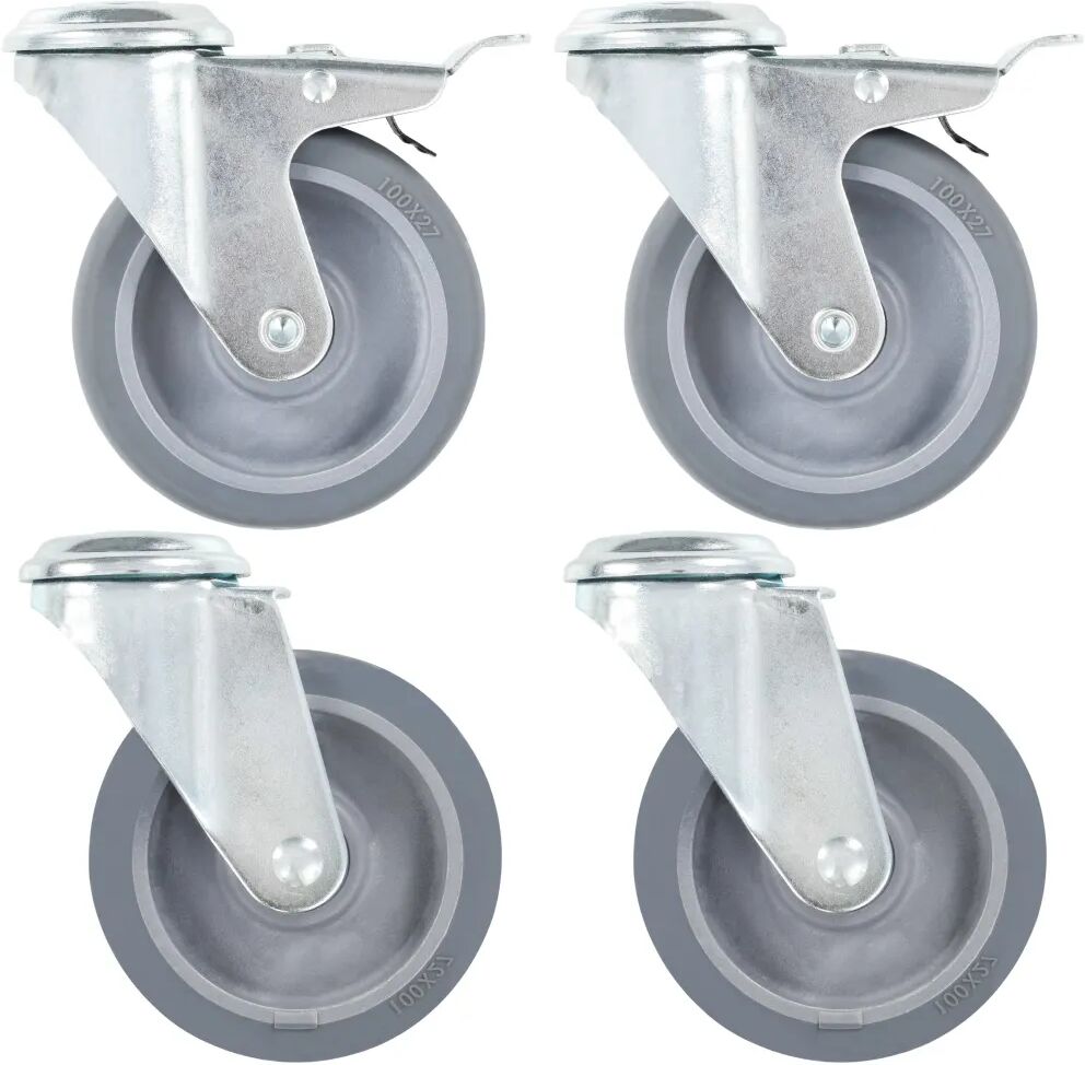 vidaXL 4 pcs Roulettes pivotantes à trou de boulon 100 mm