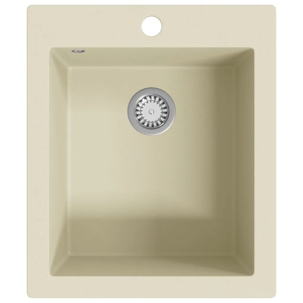 vidaXL Évier de cuisine Granit Seul lavabo Beige