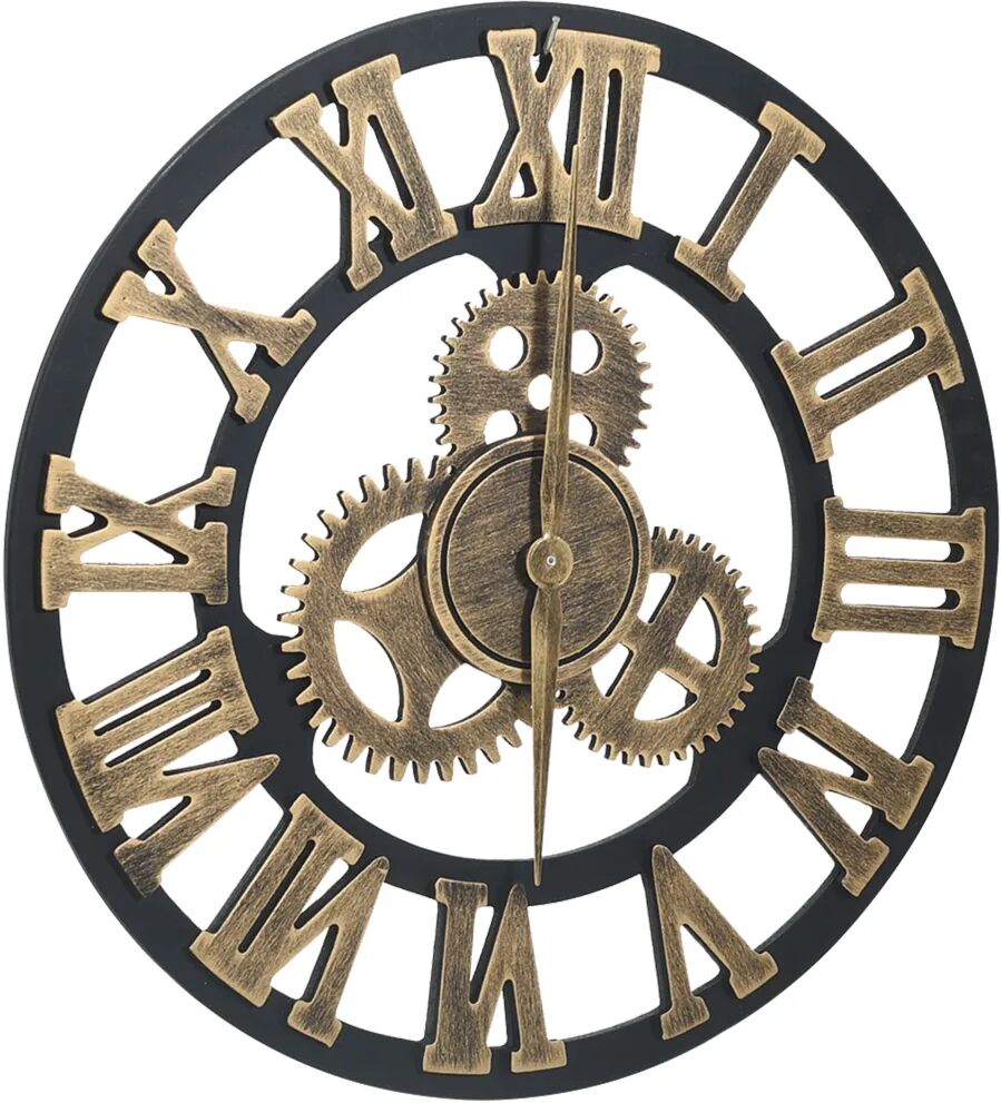 vidaXL Horloge murale Doré et noir 45 cm MDF