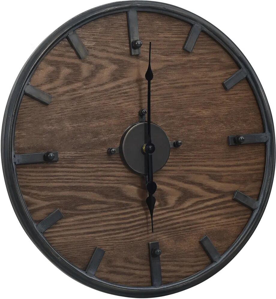 vidaXL Horloge murale Marron et noir 45 cm Fer et MDF