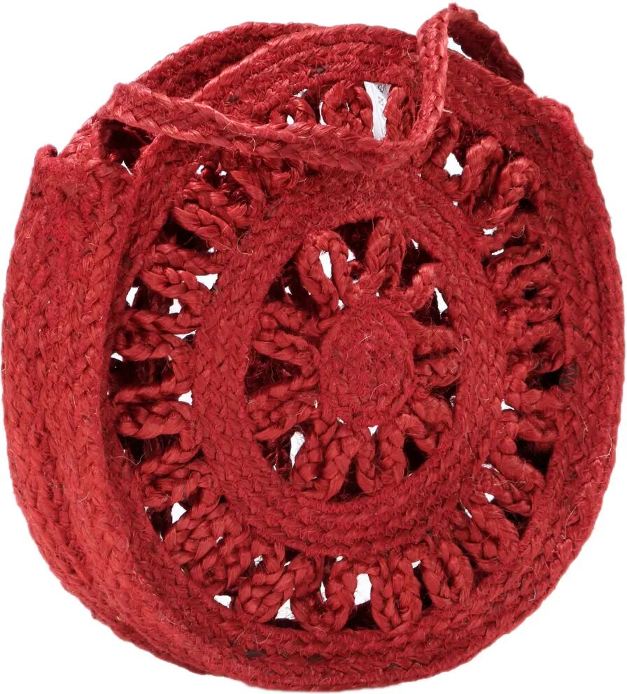 vidaXL Sac à bandoulière rond Rouge rouille Jute fait à la main creux