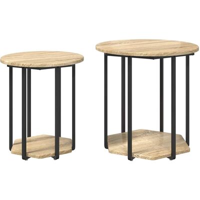 Table d'appoint en bois de chêne et métal Vidaxl - Table d'appoint Table d'appoint en bois de chêne et métal Vidaxl - Table d'appoint