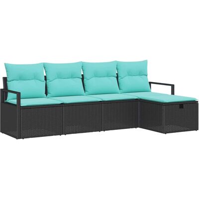 vidaXL Ensemble de Canapés 5 pc 5 place Noir et turquoise polyrotin vidaXL Ensemble de Canapés 5 pc 5 place Noir et turquoise polyrotin