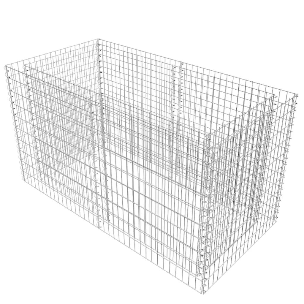 vidaXL Lit surélevé à gabion Acier 180 x 90 x 100 cm Argenté