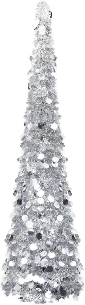 vidaXL Sapin de Noël artificiel escamotable Argenté 150 cm PET