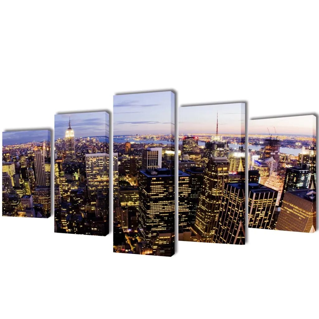 vidaXL Set de toiles murales imprimées Horizon de New York vu du ciel