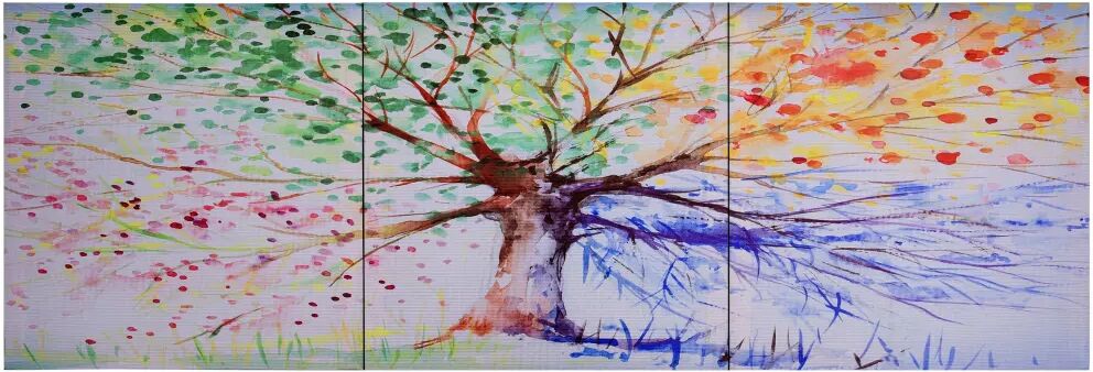 vidaXL Ensemble de tableau sur toile Arbre Multicolore 120x40 cm