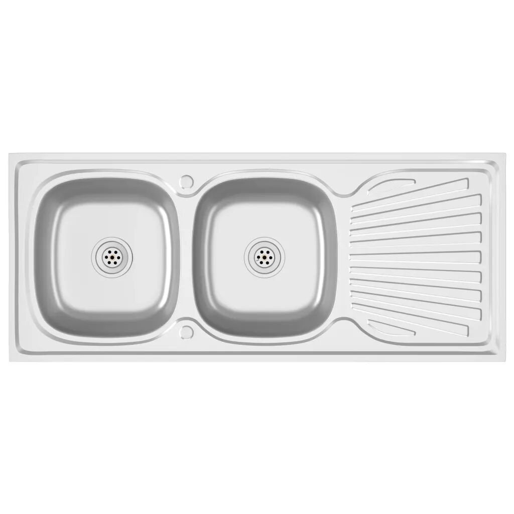 vidaXL Évier de cuisine à double lavabo Argenté 1200x500x155 mm Inox