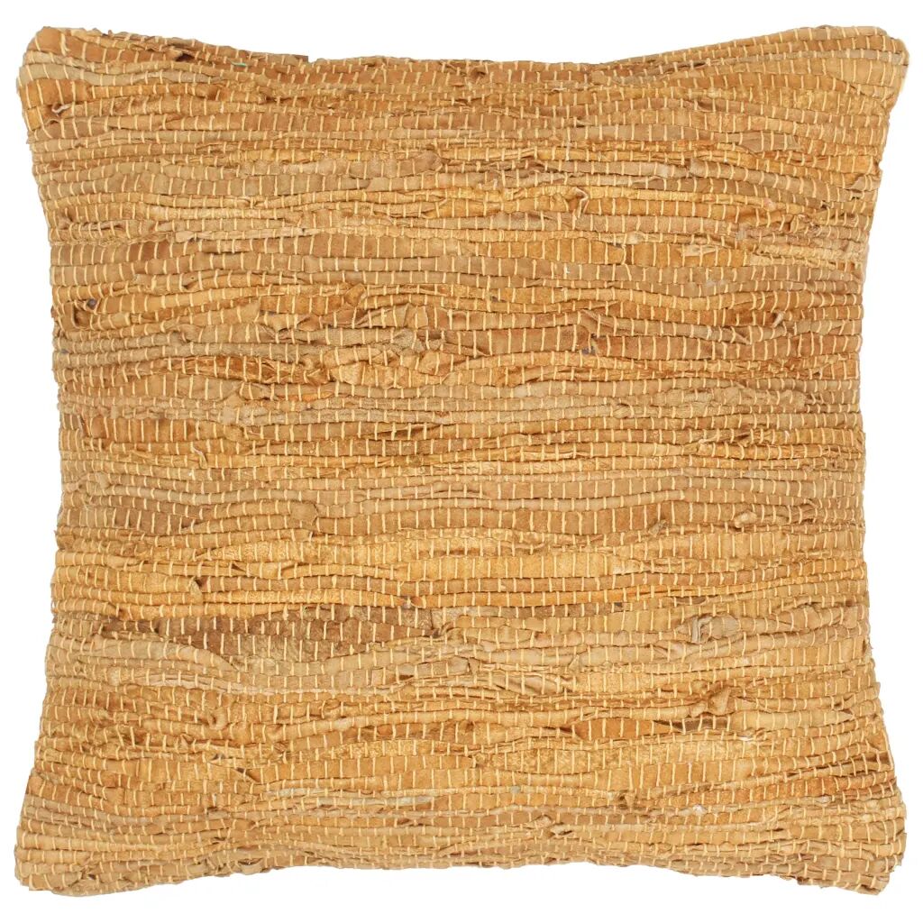 vidaXL Coussin chindi Brun roux 60x60 cm Cuir et coton