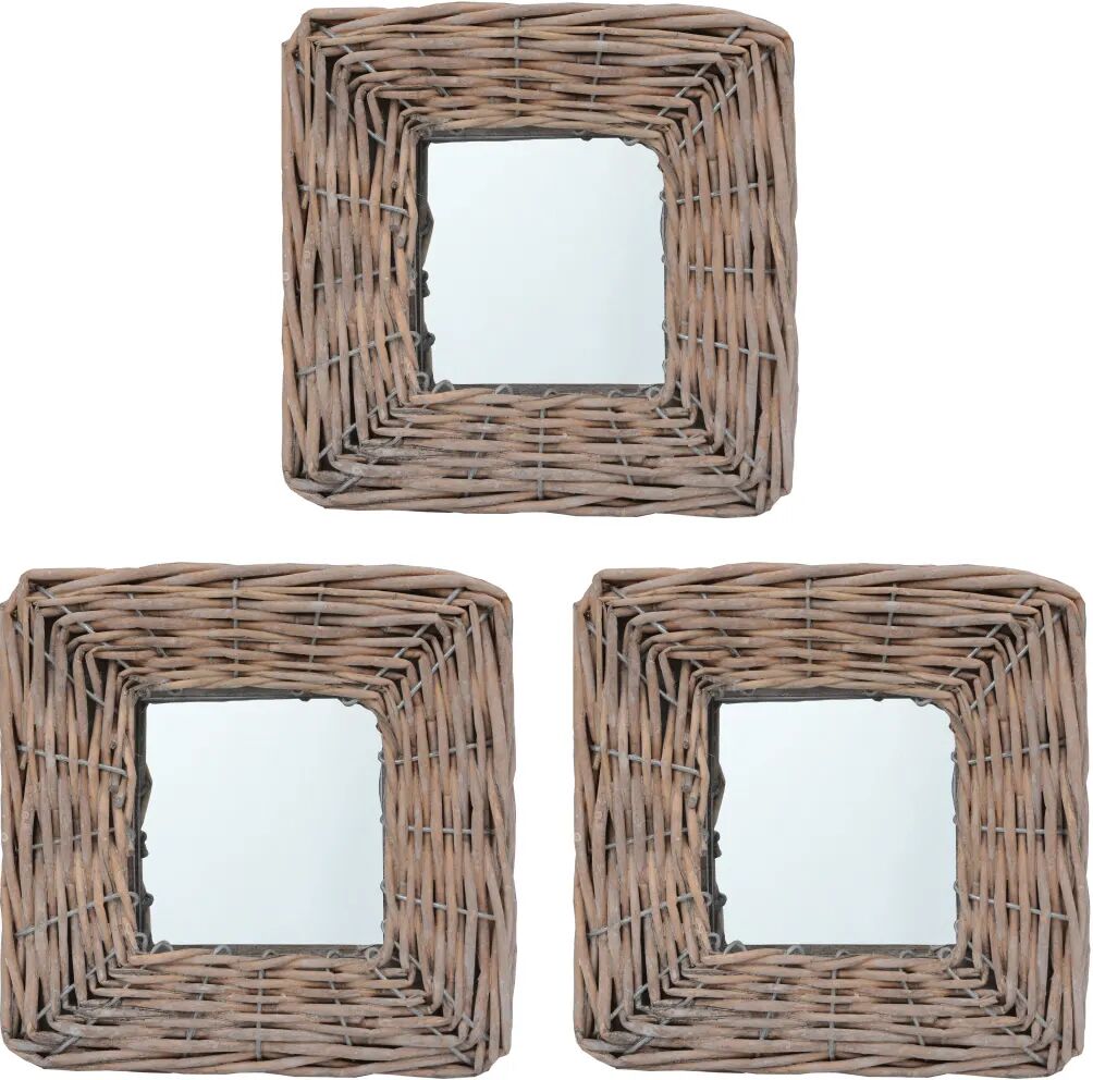 vidaXL Miroirs 3 pcs 15x15 cm Osier