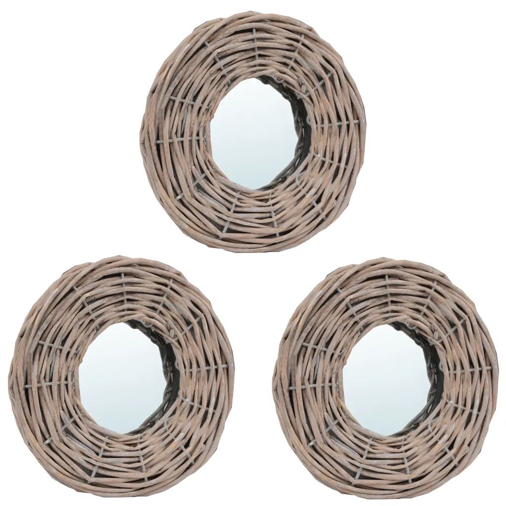 vidaXL Miroirs 3 pcs 15 cm Osier