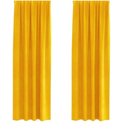 vidaXL Rideaux en Polyester Moutarde - 140 x 260 cm - Design Moderne vidaXL Rideaux en Polyester Moutarde - 140 x 260 cm - Design Moderne